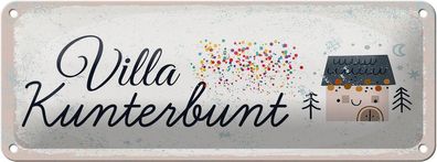 Blechschild Villa Kunterbunt, 4 verschied. Größen, Blechschilder Deko Spruch Haus