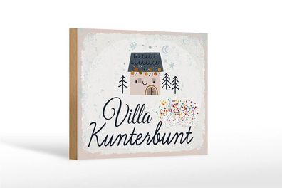 Holzschild Villa Kunterbunt, 4 verschied Größen, Holzschilder Deko Spruch Haus wohnen