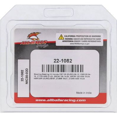 Steering Bearing Kit Honda CBF125 (EURO) 09-13, CBR125 04-15, CT125 ABS 21-22, GROM 1