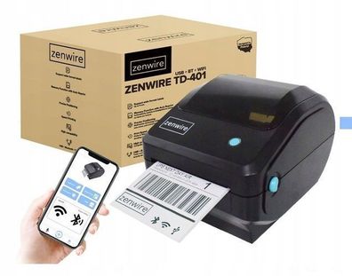 Mini-Thermokurier-Etikettendrucker 100x150 USB Bluetooth Wifi Zenwire TD-401