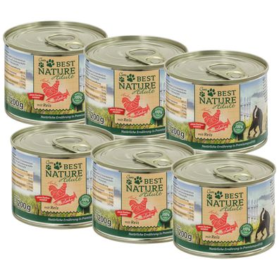 Best Nature Adult Lachs + Huhn + Reis, Nassfutter für Katzen - 6x 200g