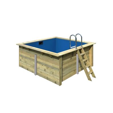Trend Holzpool SET Rechteck | Blockbohlenecken | Blau | versch. Größen