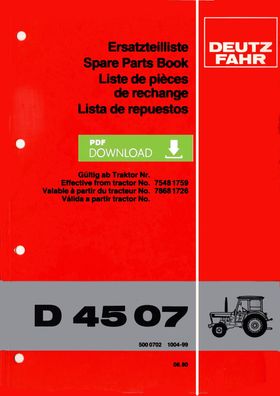 Ersatzteilliste für den Deutz Fahr Traktor D 4507 Deutsch