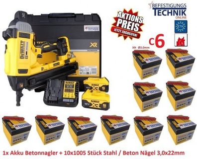 DeWalt Akku Betonnagler DCN890P2-QW 13-57mm 2x 5,0Ah + 10 VE Stahl u. Betonnägel 3,0x