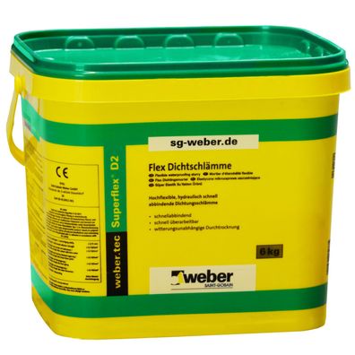 weber. tec Superflex D2 Flex Dichtungsschlämme 2k Abdichtung Flexdichtung 6kg