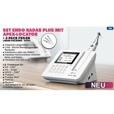 Endo Radar Plus mit Apex Locator + 3 Packs V-Blue Endofeilen