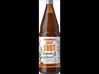 Voelkel 6x Shot Ingwer & Kurkuma mit Orangesaft und viel Vitamin C aus Acerola 0,75l