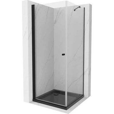 Mexen Pretoria Duschabtrennung + Duschwanne Schwarz 100x100 cm, Glas, Alu-Profil