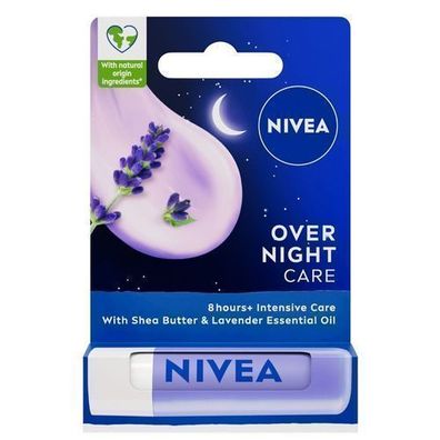 Nivea Overnight Lippenpflegebalsam, 4.8g - Intensive Feuchtigkeit fuer trockene L