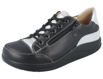 FINN Comfort Finnamic Hachiouji Damen Schnürschuhe mit Reißverschluss schwarz silber