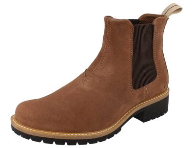 ECCO Elaina Damen Stiefelette Stiefel mit Wechselfußbett braun grau Veloursleder
