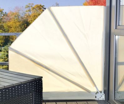 NEU Balkonfächer 140x140cm beige Wandhalterung Trennwand für UV Wind Sichtschutz