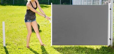 NEU Seitenmarkise 120x200cm anthrazit für Terrasse Garten UV Wind Sichtschutz