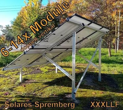 Freilandanlage 6-20x Modul XXXLLF doppelt vertikal Photovoltaik Edelstahl & Aluminium
