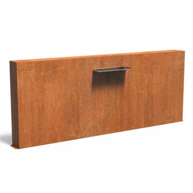 Adezz Freistehende Teichwand aus Corten-Stahl Rost inkl. Wasserfall und Pumpe