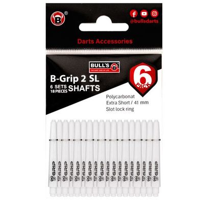 BULL'S 6-Pack B-Grip 2 SL Polycarbonat Shaft / 12 Stck / s/weiß