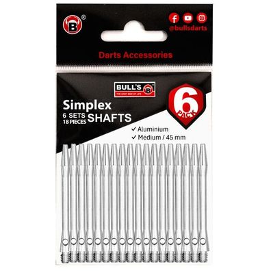 BULL'S 6-Pack Simplex Aluminium Shaft / 12 Stck / m/silber