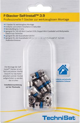 TechniSat F-Stecker Self-Install Pack 3.9 |3.9 F-Stecker | 10 Stück
