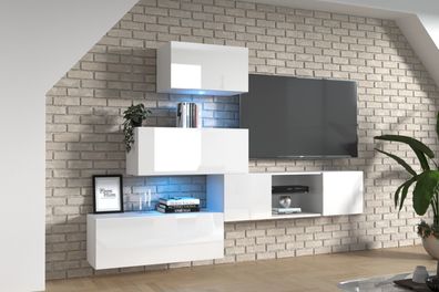 D89 211 cm Möbel Wohnzimmer Wohnwand Mediawand Wohnschrank Schrankwand Farbauswahl