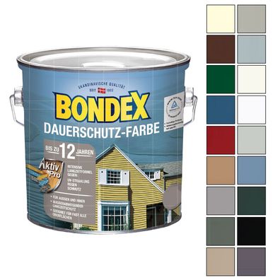 BONDEX Dauerschutz-Farbe 2.5 LTR Holzfarbe Deckfarbe Wetterschutzfarbe