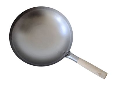 China Stahl WOK 38 cm - 15 Inch mit Holzgriff