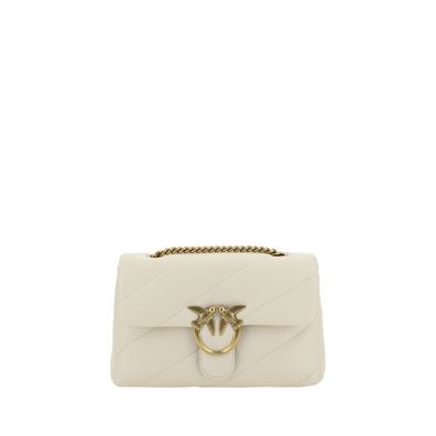 PINKO White Calf Leather Bos Taurus Shoulder Bag