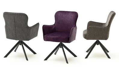 Esszimmerstühle Stühle Sheffield Schale B Vintage Velour merlot Gestell 360° schwarz