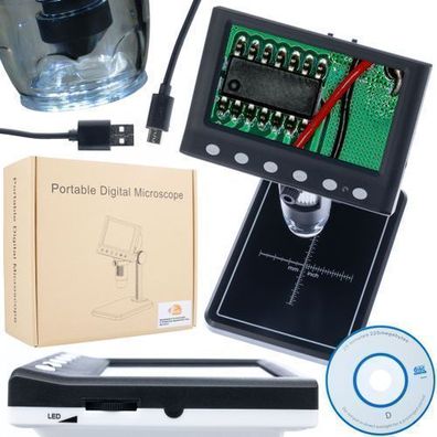 Rosfix Digitalmikroskop DM7-B1 – 4,3" LCD, 1000X Zoom | 8 LED, USB, SD