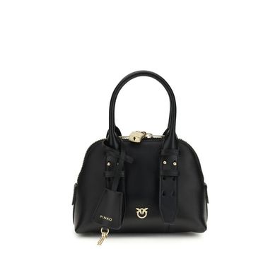 PINKO Black Calf Leather Bos Taurus Handbag
