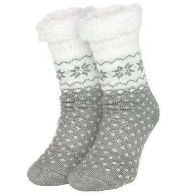 Damen und Herren Anti Rutsch Haussocken flauschig gefütterte Strümpfe
