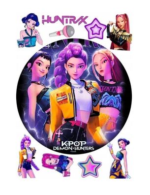 Huntr/x Essbar Dämonenjägerin Zuckermasse Tortenbild Tortenaufleger + 4 Muffin f3