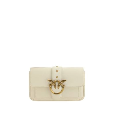 PINKO White Calf Leather Bos Taurus Shoulder Bag