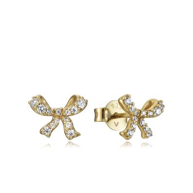 Charming gold-plated earrings Clasica bows 61078E100-36