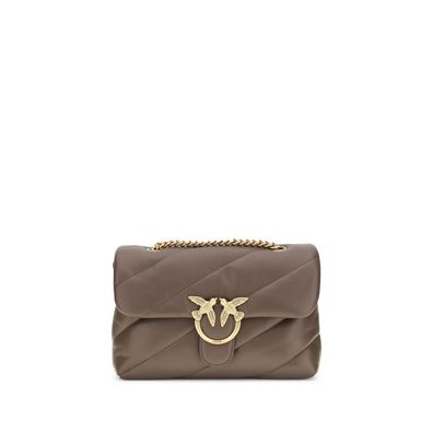 PINKO Brown Calf Leather Bos Taurus Shoulder Bag