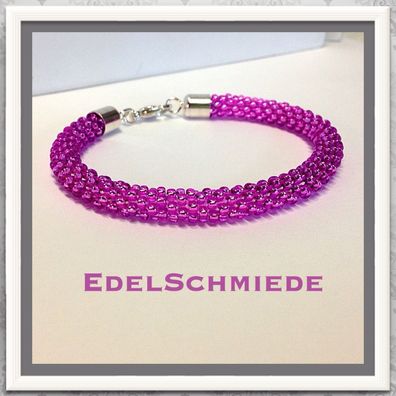 Häkelarmband Pink mit 925/- Verschluß
