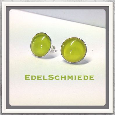 Edelschmiede925 Ohrstecker Silber 925 neongrün