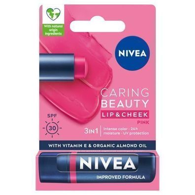 Nivea 3in1 Lippenpflege-Balsam Pink, 4.8 g