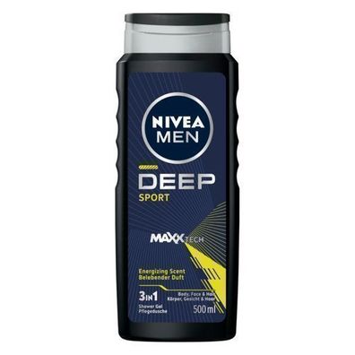 Nivea Men Deep Sport Duschgel 500 ml - Intensive Reinigung und Frische fuer aktiv