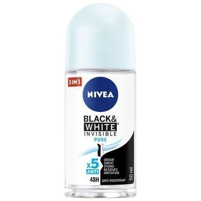 Nivea Invisible Black & White Anti-Transpirant Roll-On, 50ml