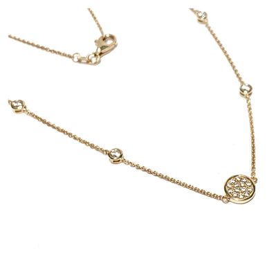 zarte Kette 333/- Gold mit Zwischenelementen und Zirkonias 42 / 45 cm