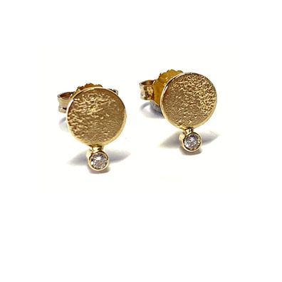 Ohrstecker 585 Gold Diamant 0,03ct TW/si Sternenstaub 7mm