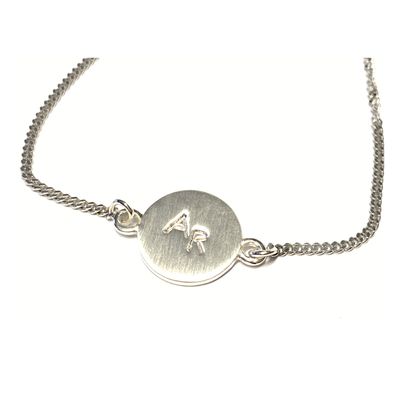 Armband Initialen 925 Silber handmade matt Unikatschmuck 19cm