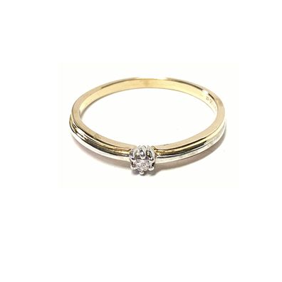 Goldring 585/- bicolor mit Brillant 0,05 ct w/si Verlobungsring Klassiker #59