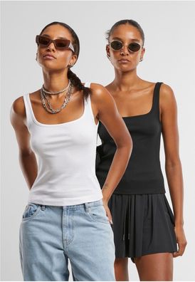 Urban Classics Damen Ladies Wide Neck Rib Top 2-Pack TB7513A