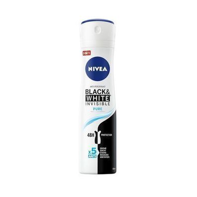 Nivea Invisible Black & White Pure Deodorant Spray, 150 ml für empfindliche Haut