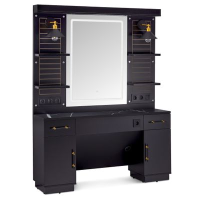 BarberPub Friseurplatz mit Ablagen & Schubladen, Spiegelschrank 3169