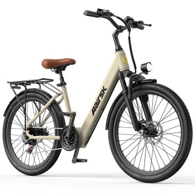 Step-Thru City Elektrofahrrad für Pendler und Freizeit 24" E-bike mit Gepäckträger