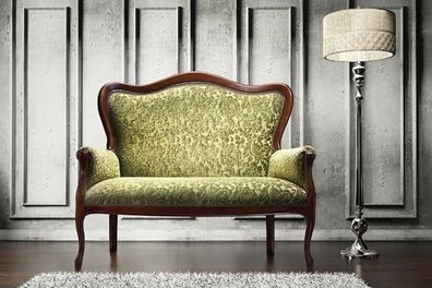 Casa Padrino Luxus Barock Sofa Grün / Dunkelbraun 124 x 74 x H. 107 cm - Barock Wohnz