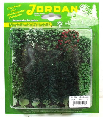 Jordan N [7B] Modell - Bäume Mischwald 2-8 cm fertig beflockt 25 Stück - OVP NEU