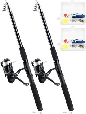NEU 2er Set Einsteiger Angel 62 teilig Komplettset für Anfänger Süßwasser Angeln